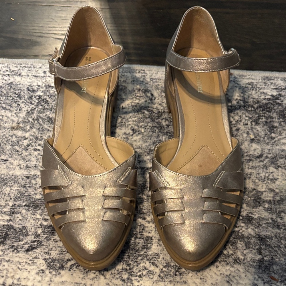 Women's Metallic Ankle Strap Flats
